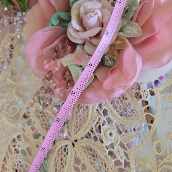 "Pink Shimmer Rose" Handmade Hair Clip - Velvet Rose and Vintage Upcycle Flapper - Picture 10 of 15